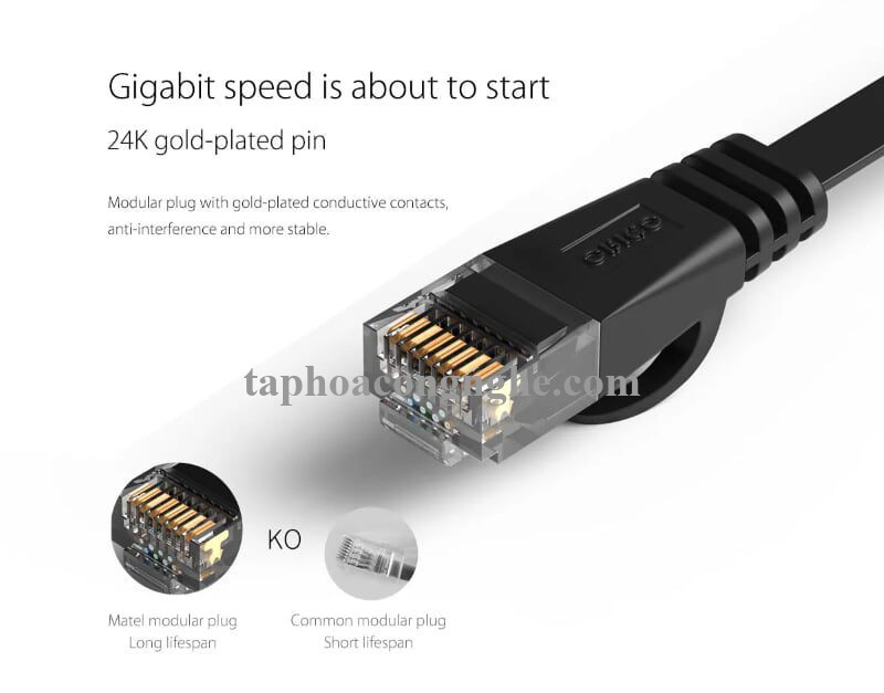 Orico 95681 PUG-C6B-150-BK CAT6 Dây dẹp 15M màu Đen Cáp mạng 30095681